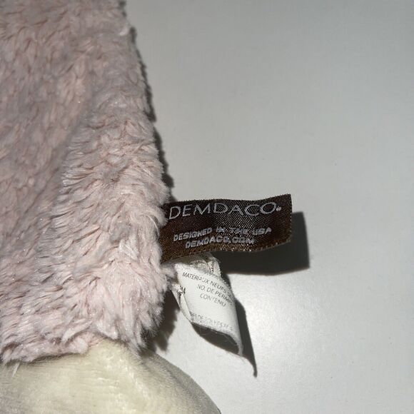 Demdaco Unicorn Rattle Lovey Plush Security Blanket 12" Pale Pink Ivory - Picture 4 of 6